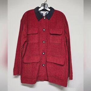The Eagles Eye Sport Red Corduroy Jacket With Tree Buttons & Knit Detail Large